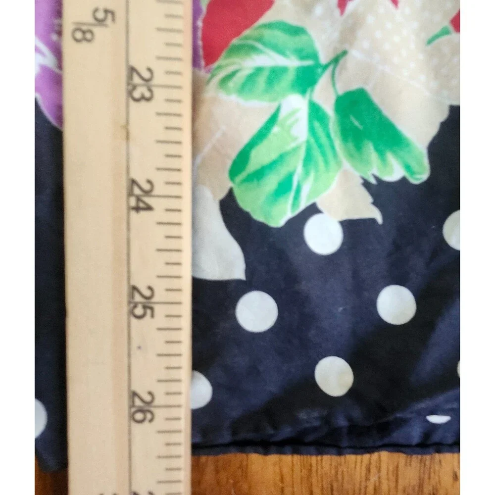 Bill Blass Vintage Women's Square Scarf Polka Dot Floral Black Red Purple Green